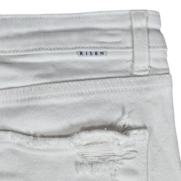 Risen Vintage Wash Straight Leg White Denim Jeans High Rise RDP5256 30/11 - Picture 8 of 13